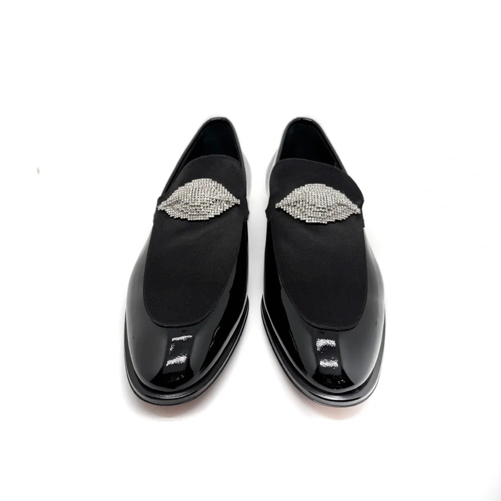 Giuseppe Zanotti Men’s Bahrain Embellished Patent Leather Loafers Black Size 13
